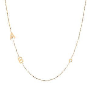 14k gold initial necklace with diamond customizable multiple letters personalized birthstone bridesmaid gift