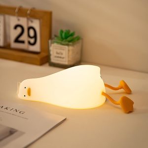 Lying flat silicone duck night light gift with LED light.