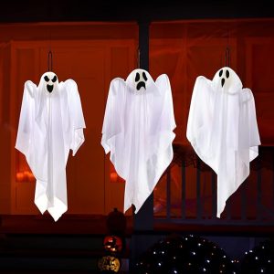 Spooky Hanging Ghosts Set: 3-Pack 25.5″ Halloween Party Decorations for Festive Yard & Garden Décor