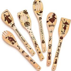 6-Piece Witchy Kitchen Halloween Spoon Set – Perfect Gifts for Women – Spooky Decor & Cooking Accessories