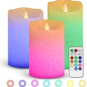 Flameless Candles
Set of 3, 12 Color Options! Battery-Operated Wax LED Candles with Remote for Flickering Ambiance. Christmas Gifts