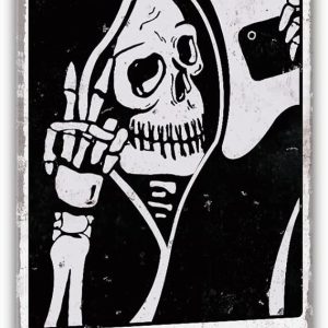 Gothic Home Decor Metal Tin Signs Gothic Decor – 12×8 Inches Novelty Spooky Home Decor Skull Decor Signs