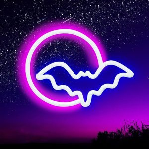 USB/Battery Powered Led Neon Signs, Moon and Bat LED Neon Lights, for Christmas, Wedding, Halloween