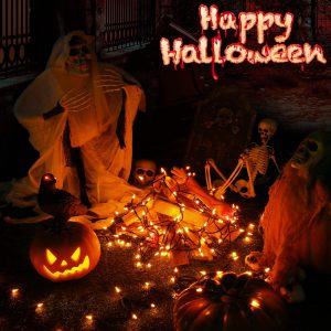 27ft Toodour Orange Halloween Lights: UL Certified Connectable String Lights for Home, Garden, Porch. Get Spooky with 100 Incandescent Mini Bulbs,