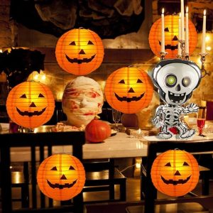 Vibrant 20-Piece Halloween Pumpkin Paper Lantern Set – Spooky Party Decor for a Memorable Celebration