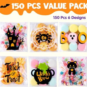 Halloween Party Treat Bags: 150 Clear Self-Adhesive Cellophane Bags for Cookies & Candy!