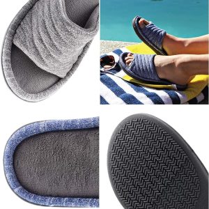 Women’s Open Toe Slide Slipper with Moisture Wicking for Indoor