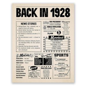 8x10 1928 birthday newspaper poster