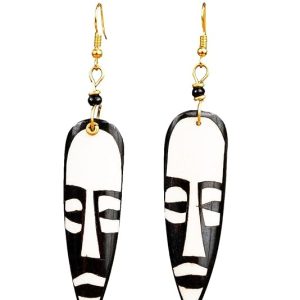 african tribal ebony earrings handmade in kenya 3 5 inches