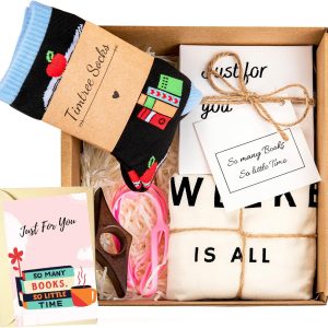 book lovers gift box 5 curated reading gifts tote bag socks bookmark more