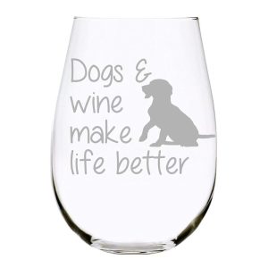 c m dog lover stemless wine glass 17oz personal gift