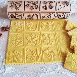 embossing rolling pin with 16 different flowers algis crafts