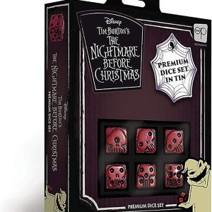 nightmare before christmas premium dice set collectible d6 red black custom dice tin case officially licensed disney dice