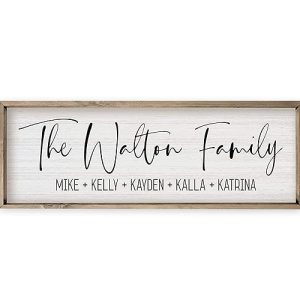 personalized family name sign 6 x 18 grey frame