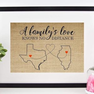 personalized long distance family gift christmas gift map of any city state or country