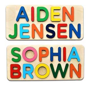 personalized wooden name puzzle for kids early learning toy for baby s first christmas customized 1st birthday gift