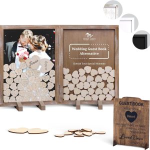 rustic wedding guest book alternative with sign 160 hearts large hearts