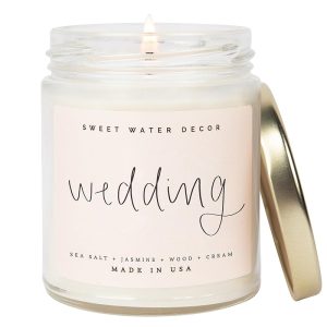 sweet water decor wedding day soy wax candle sea salt jasmine cream wood scent 9oz made in usa