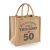 50th Birthday Gift Bag for Women – Novelty 50 Jute Tote (12x12x7 inches)