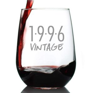 vintage 1996 27th birthday wine glass bday decor women men